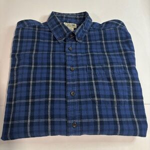 VTG LL Bean Scotch Plaid Flannel Shirt Men’s Large Reg Blue White 0 BHF4